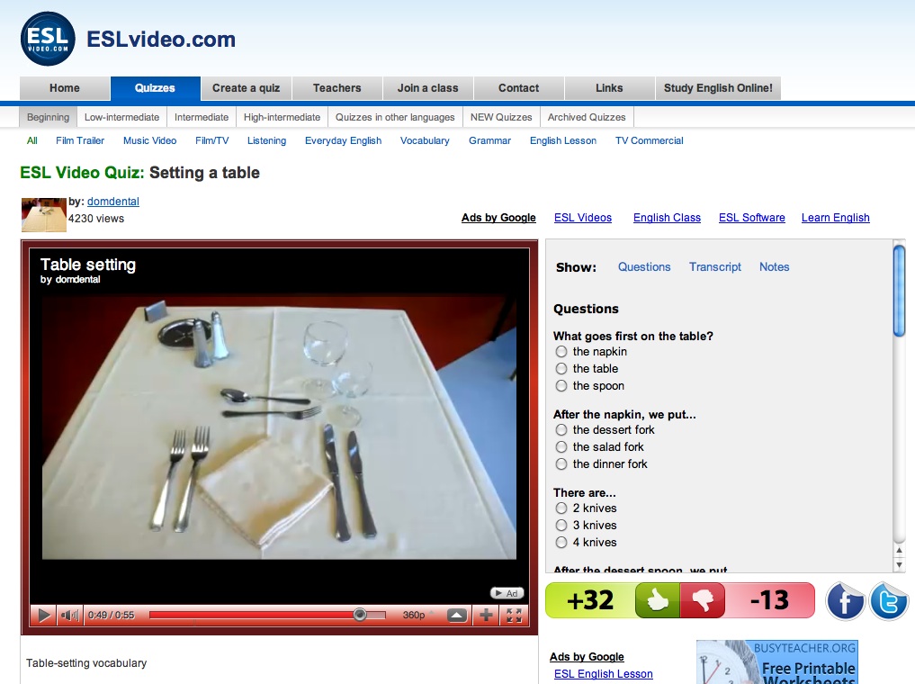 Video: Setting a table | Recurso educativo 34239