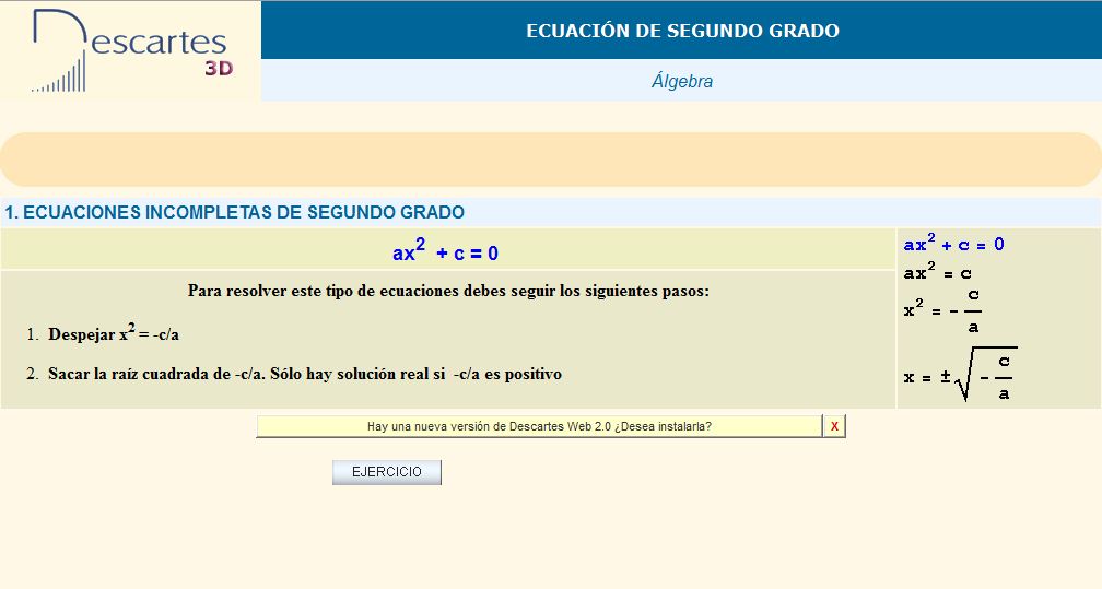 Ecuaciones incompletas de segundo grado | Recurso educativo 36824