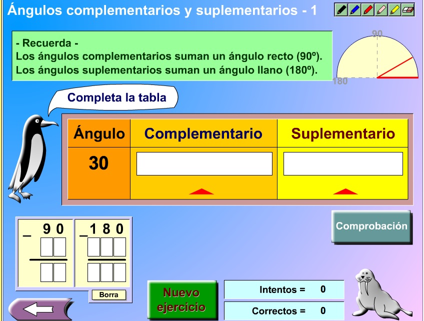 Ángulos complementarios y suplementarios | Recurso educativo 37341