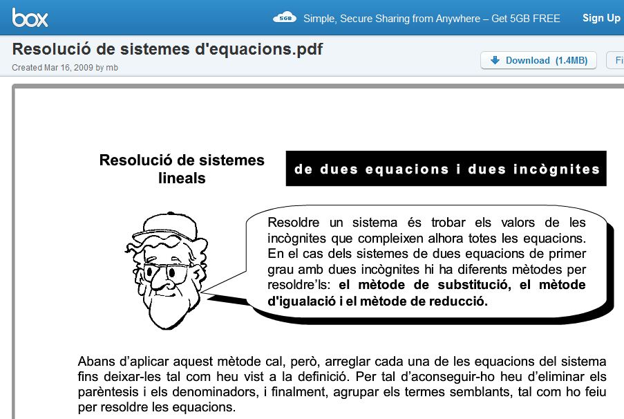 Resolució de sistemes d'equacions lineals | Recurso educativo 37681