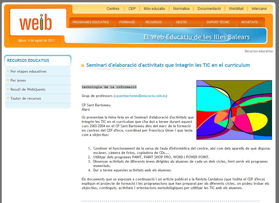 Seminari d'elaboració d'activitats que integrin les TIC en el currículum | Recurso educativo 38298