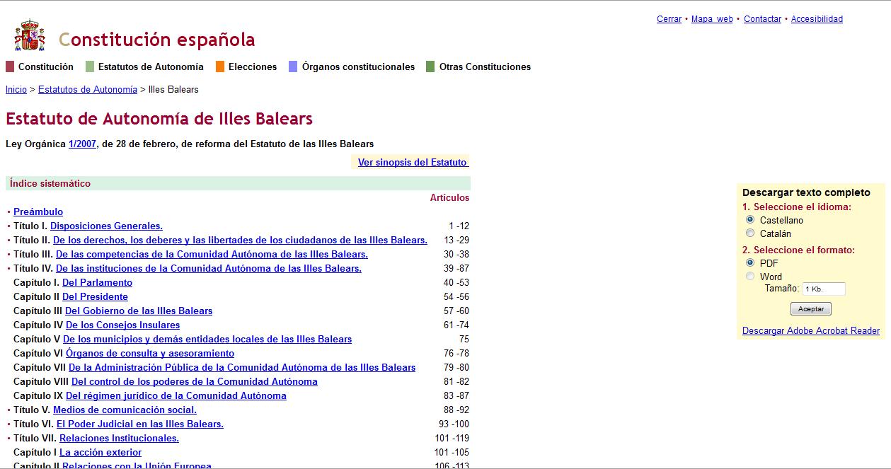 Estatuto de Autonomía de Illes Balears | Recurso educativo 48972