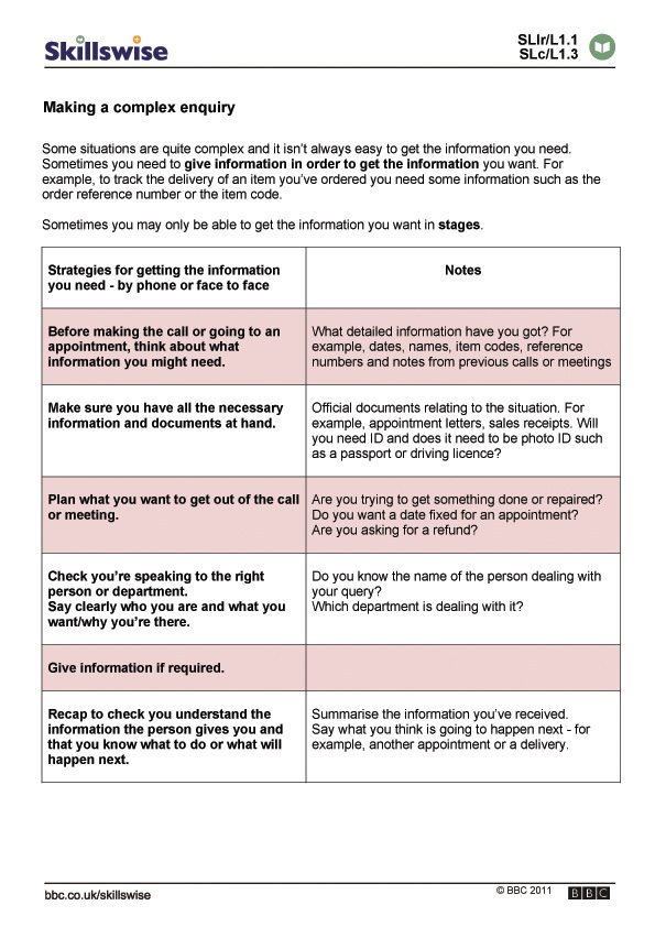 Making a complex enquiry | Recurso educativo 66964