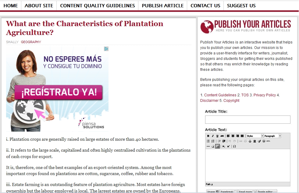 What are the Characteristics of Plantation Agriculture? | Recurso educativo 89285